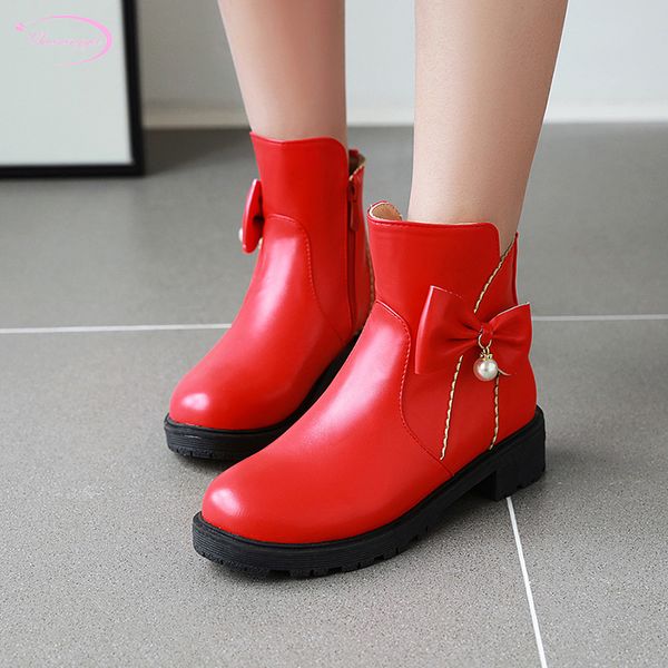 casual autumn round toe motorcycle boots beading bowknot zipper black white red medium heel thick ankle boots women shoes
casual autumn round toe motorcycle boots beading bowknot zipper black white red medium heel thick ankle boots women shoes