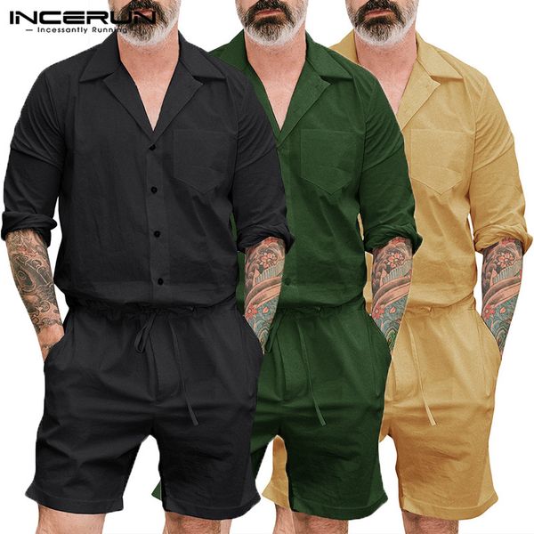 incerun fashion men romper cargo overalls long sleeve solid color streetwear pants lapel neck pockets men jumpsuit playsuit 2019, Black
incerun fashion men romper cargo overalls long sleeve solid color streetwear pants lapel neck pockets men jumpsuit playsuit 2019, Black
