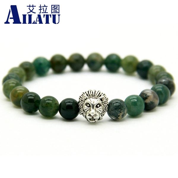 ailatu diy men beaded bracelets wholesale 10pcs/lot natural aquatic stone beads silver color lion head, Golden;silver
ailatu diy men beaded bracelets wholesale 10pcs/lot natural aquatic stone beads silver color lion head, Golden;silver