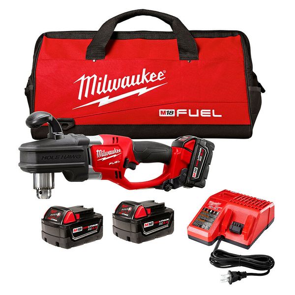 Milwaukee 2707 22 m18 fuel 18v hole hawg 1 2 quot right angle drill w batterie 
Milwaukee 2707 22 m18 fuel 18v hole hawg 1 2 quot right angle drill w batterie