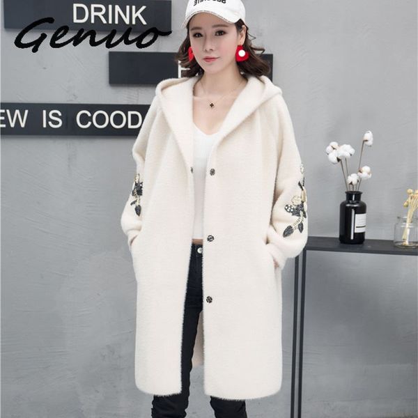 genuo new 2019 new women long outwear faux fur coat autumn winter with hat embroidered warm single breasted, Black
genuo new 2019 new women long outwear faux fur coat autumn winter with hat embroidered warm single breasted, Black