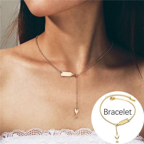 wine bottle jewelry set stainless steel pendant necklace bracelet women gold silver beer cup long chain statement jewelry gifts
wine bottle jewelry set stainless steel pendant necklace bracelet women gold silver beer cup long chain statement jewelry gifts