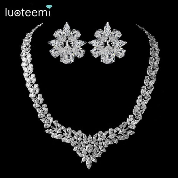luoteemi new luxurious delicate big jewelry white gold-color cubic zirconia water drop necklace for bridal wedding accessories, Silver
luoteemi new luxurious delicate big jewelry white gold-color cubic zirconia water drop necklace for bridal wedding accessories, Silver