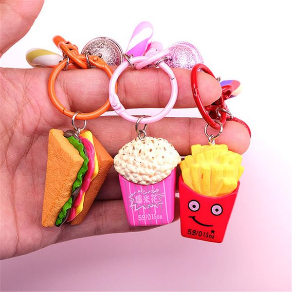2019 fashion creative cute burger fries sandwich keychain creative simulation food keychain keychain small gifts, Silver 
2019 fashion creative cute burger fries sandwich keychain creative simulation food keychain keychain small gifts, Silver