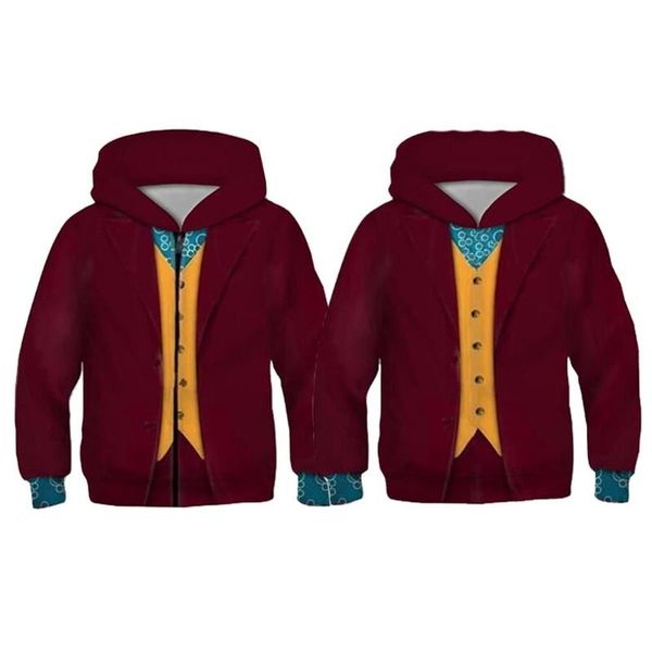 фильм joker хоакин феникс артур fleck hoodie детей для взрослых 3d напечатаны zipper up с капюшоном клоун фуфайки куртка топ дети, Black 
фильм joker хоакин феникс артур fleck hoodie детей для взрослых 3d напечатаны zipper up с капюшоном клоун фуфайки куртка топ дети, Black