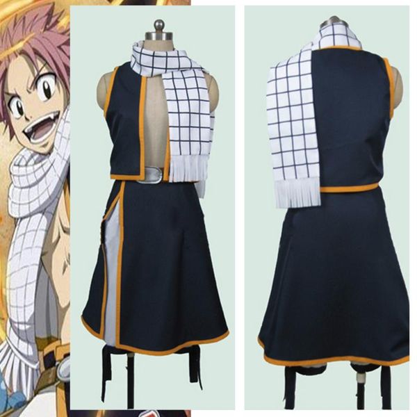 men women fairy tail etherious natsu dragneel cosplay costumes full set vest + skirt + scarf, Black
men women fairy tail etherious natsu dragneel cosplay costumes full set vest + skirt + scarf, Black