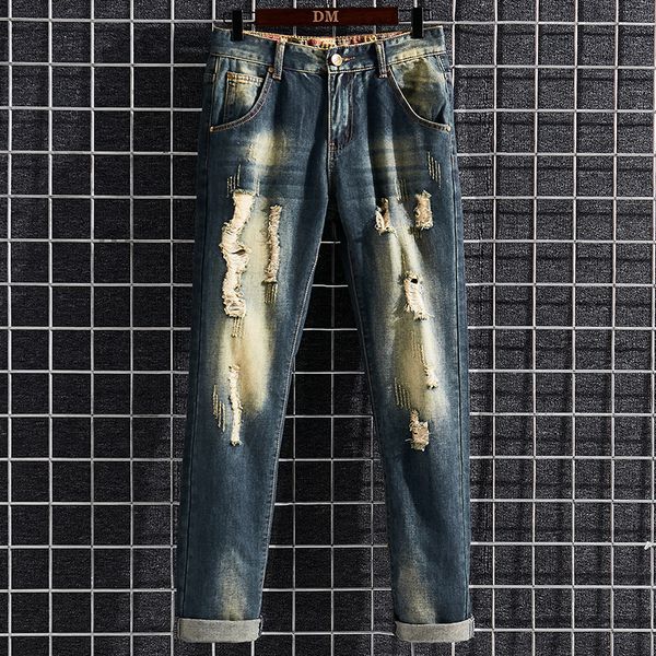 fashion ripped vintage jeans men slim fit casual hole hip-hop street jeans pants male brand classic washed denim trousers, Blue
fashion ripped vintage jeans men slim fit casual hole hip-hop street jeans pants male brand classic washed denim trousers, Blue