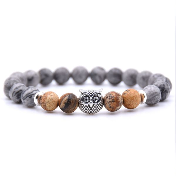 multicolor natural stone bead link antique silver plated alloy owl charm bracelet for men and women, Black
multicolor natural stone bead link antique silver plated alloy owl charm bracelet for men and women, Black