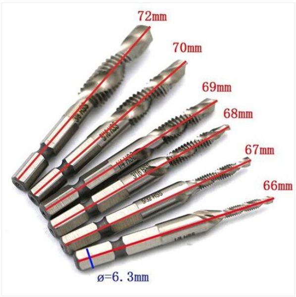 wholesales 2022 tool box 6pcs/set hex shank high speed steel spiral screw thread taps drill bit tool power tools
wholesales 2022 tool box 6pcs/set hex shank high speed steel spiral screw thread taps drill bit tool power tools