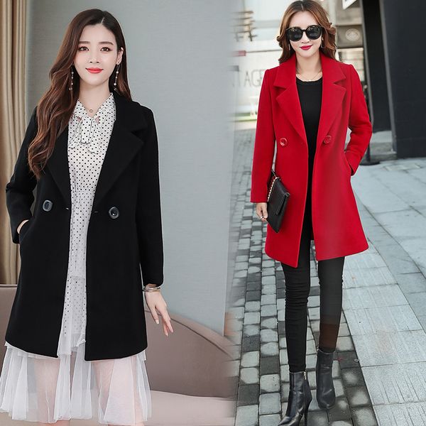 2019 new fashion double-sided female woolen coat woman elegant long sleeve warm outerwear solid color, Black
2019 new fashion double-sided female woolen coat woman elegant long sleeve warm outerwear solid color, Black