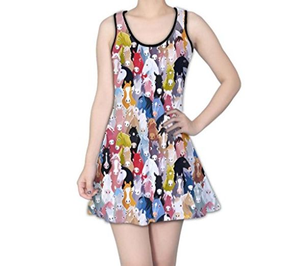 luxsweet womens colourful cartoon horses cotton racerback dress, Black;gray 
luxsweet womens colourful cartoon horses cotton racerback dress, Black;gray