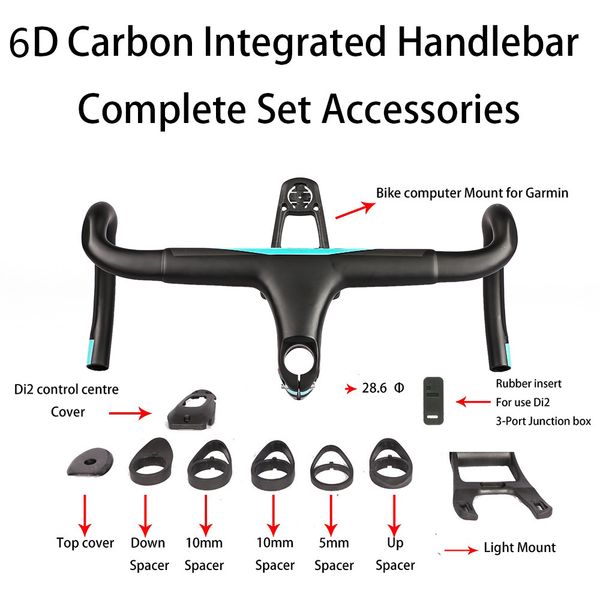 2020 6d aero carbon road bicycle handlebar integrated drop bar 28.6mm ud weave with bike computer mount special spacer light mount
2020 6d aero carbon road bicycle handlebar integrated drop bar 28.6mm ud weave with bike computer mount special spacer light mount