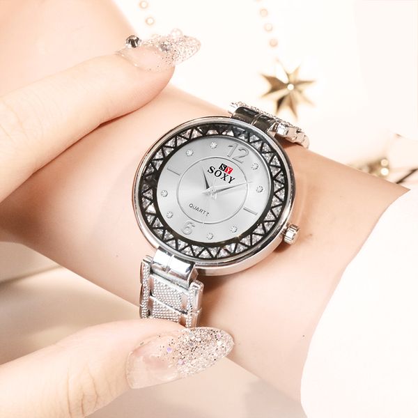 soxy fashion ladies diamonds women's watch stainless steel quartz women watches brand clock, Slivery;brown
soxy fashion ladies diamonds women's watch stainless steel quartz women watches brand clock, Slivery;brown
