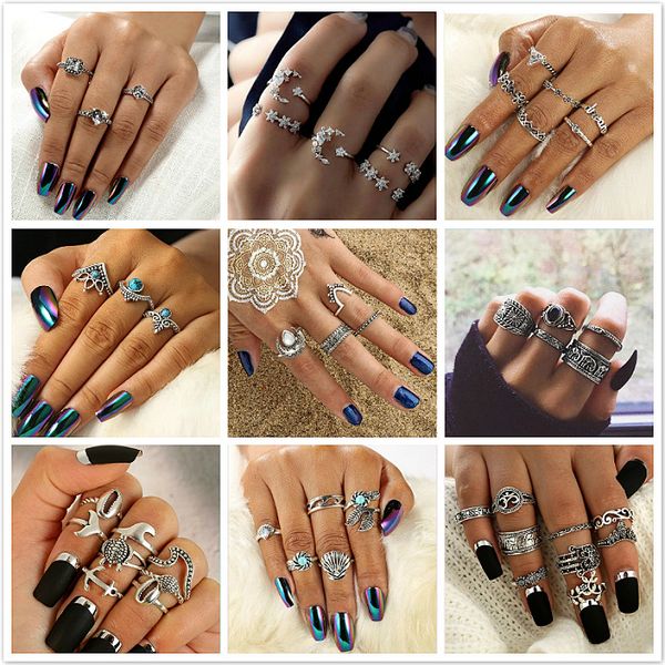 1 set sell starry night shining vintage knuckle rings women geometric flower crystal ring set bohemian jewelry 25, Golden;silver
1 set sell starry night shining vintage knuckle rings women geometric flower crystal ring set bohemian jewelry 25, Golden;silver