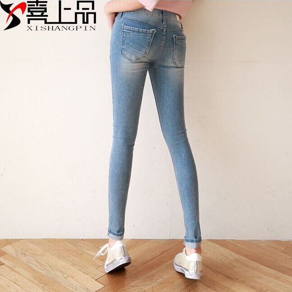 2018 autumn new style korean-style skinny pencil jeans women's medium waist elasticity slim fit buttock lifting with holes capri, Blue
2018 autumn new style korean-style skinny pencil jeans women's medium waist elasticity slim fit buttock lifting with holes capri, Blue