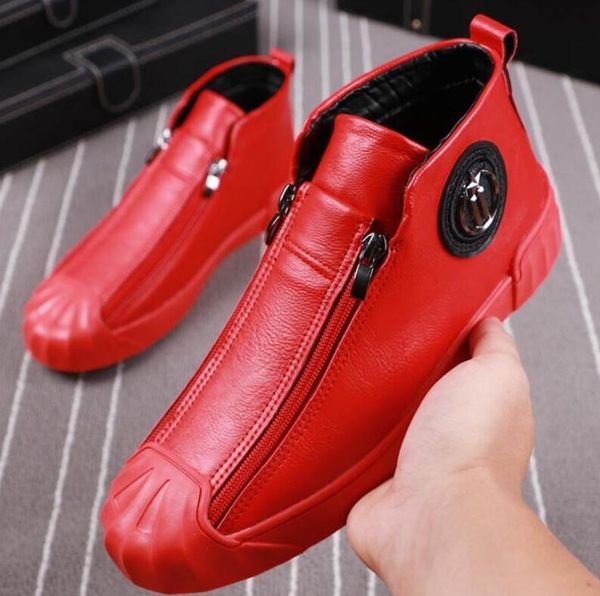high shoes male sutures double safety celebrity casual shoes fashionable male martin shoes red with velvet side zipper board shoe v1.17, Black
high shoes male sutures double safety celebrity casual shoes fashionable male martin shoes red with velvet side zipper board shoe v1.17, Black