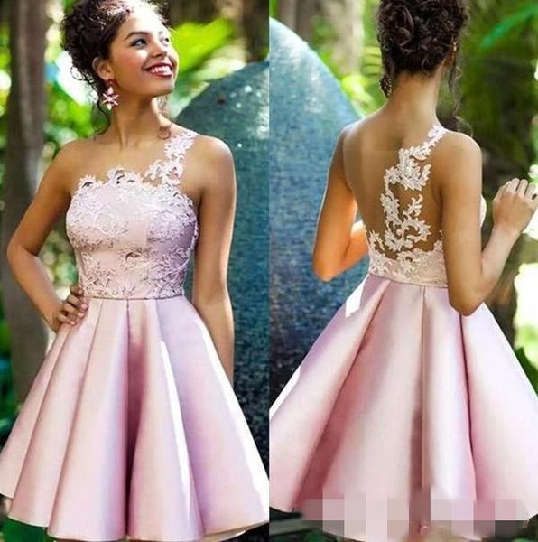 pink homecoming dresses lace applique one shoulder satin short mini juniors graduation prom gown cocktail party formal wear, Blue;pink
pink homecoming dresses lace applique one shoulder satin short mini juniors graduation prom gown cocktail party formal wear, Blue;pink