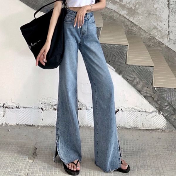2020 летний новый корейский моды ретро талии сбоку щелевая сыпучие брюки прямые широкие ноги джинсы женская мода, Blue
2020 летний новый корейский моды ретро талии сбоку щелевая сыпучие брюки прямые широкие ноги джинсы женская мода, Blue