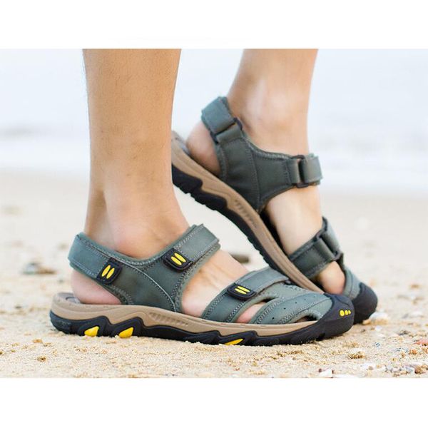 summer men's sandals leather breathable beach sandals slippers shoes men shoes outdoor male 46 47 48, Black
summer men's sandals leather breathable beach sandals slippers shoes men shoes outdoor male 46 47 48, Black