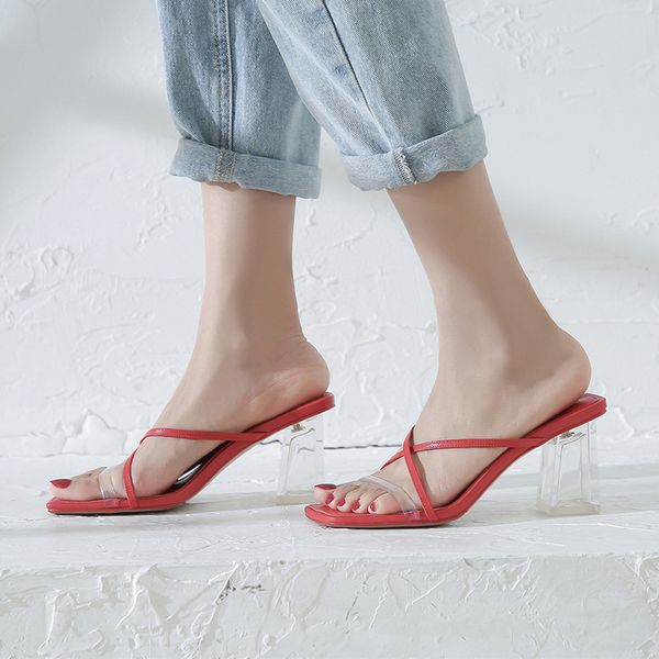 casual style real leather summer sandals fashion narrow band transparent slip-on white yellow red thick high heel women's shoes, Black
casual style real leather summer sandals fashion narrow band transparent slip-on white yellow red thick high heel women's shoes, Black