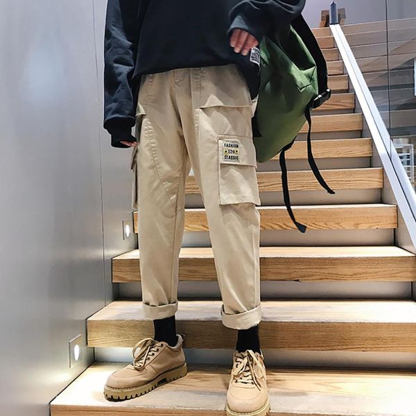 casual men solid color multi pockets loose straight trousers cotton cargo pants men pants sweatpant hip hop trousers, Black
casual men solid color multi pockets loose straight trousers cotton cargo pants men pants sweatpant hip hop trousers, Black
