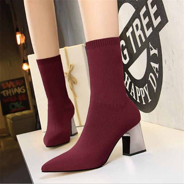 2019 spring fashion women boots beige pointed toe yarn elastic ankle boots thick heels shoes autumn winter female socks, Black
2019 spring fashion women boots beige pointed toe yarn elastic ankle boots thick heels shoes autumn winter female socks, Black