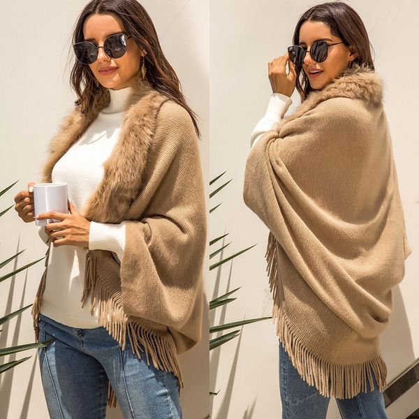 fringed cloak shawl fur collar cloak solid color cardigan sweater women's casual sweaters sweater women's coats, White;black
fringed cloak shawl fur collar cloak solid color cardigan sweater women's casual sweaters sweater women's coats, White;black