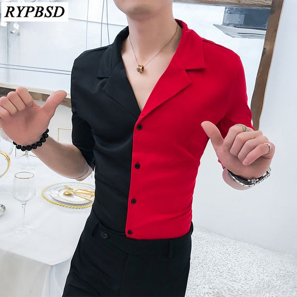 2020 half sleeve shirt men patchwork turn down collar design print mens casual shirts slim fit tuxedo summer korean men shirt, White;black
2020 half sleeve shirt men patchwork turn down collar design print mens casual shirts slim fit tuxedo summer korean men shirt, White;black