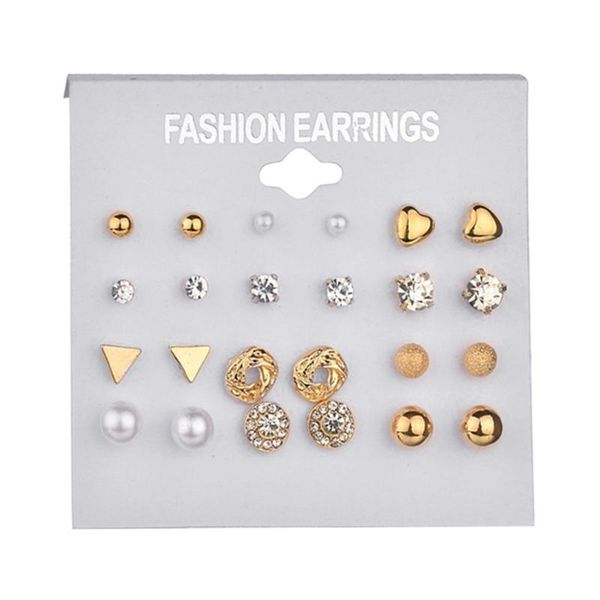 12 pairs/set women square crystal heart earrings set bohemia simulated pearl earrings for women gifts, Golden;silver
12 pairs/set women square crystal heart earrings set bohemia simulated pearl earrings for women gifts, Golden;silver
