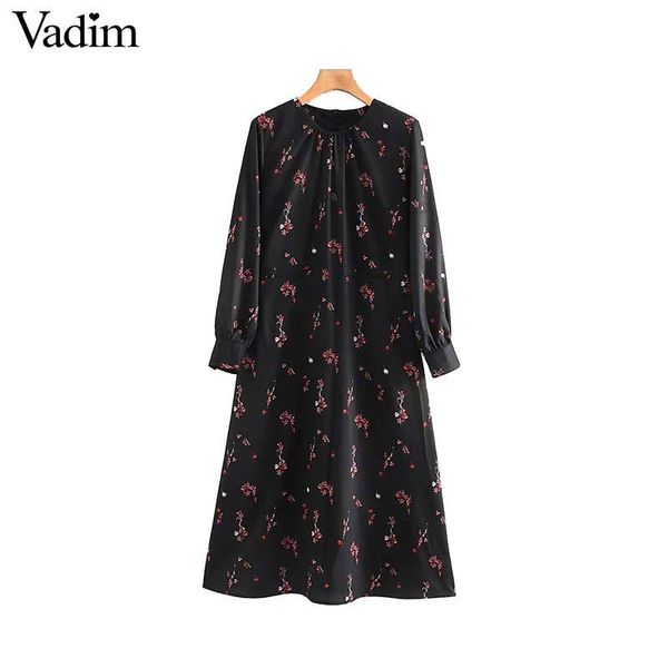 vadim women retro floral print midi dress back zipper long sleeve o neck female casual chic dresses straight vestidos qd065, Black;pink
vadim women retro floral print midi dress back zipper long sleeve o neck female casual chic dresses straight vestidos qd065, Black;pink