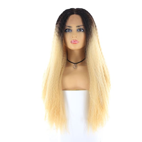 lace front hair wigs 26" long kinky women heat resistant synthetic hair wigs curly hair natural ombre color, Black
lace front hair wigs 26" long kinky women heat resistant synthetic hair wigs curly hair natural ombre color, Black