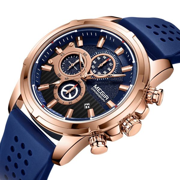 megir men's sports watch quartz watches calendar waterproof silicone strap 2101g, Slivery;brown
megir men's sports watch quartz watches calendar waterproof silicone strap 2101g, Slivery;brown