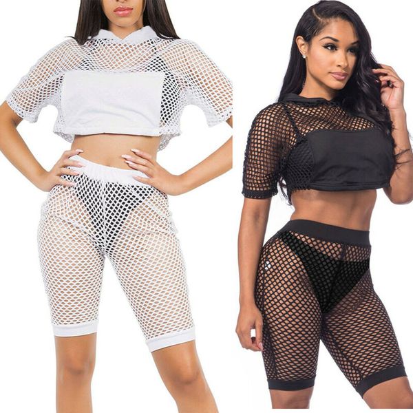 new style women's basic solid set short sleeve mesh hollow out see through high waist outfits short fashion 2019, White
new style women's basic solid set short sleeve mesh hollow out see through high waist outfits short fashion 2019, White