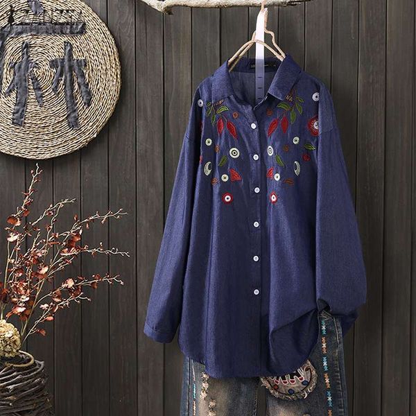 fashion zanzea denim blue tunic spring lapel floral embroidery blouse women casual long sleeve work shirts blusas, White
fashion zanzea denim blue tunic spring lapel floral embroidery blouse women casual long sleeve work shirts blusas, White