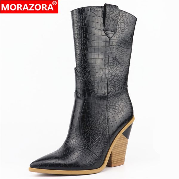 morazora drop ship brand women boots pointed toe wedges fashion mid calf boots microfiber leather western autumn winter, Black
morazora drop ship brand women boots pointed toe wedges fashion mid calf boots microfiber leather western autumn winter, Black