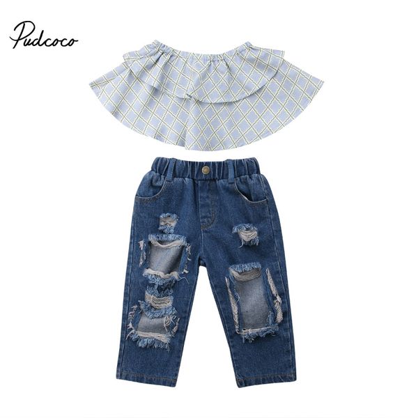 pudcoco summer stylish kid girls clothes set printed off shoulder denim pants 2pcs children girls clothing set 1-5t, White
pudcoco summer stylish kid girls clothes set printed off shoulder denim pants 2pcs children girls clothing set 1-5t, White