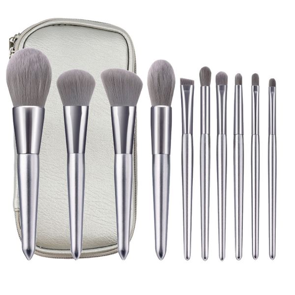 10 pcs makeup brush set moonlight silver wooden handle makeup brush loose powder beauty tools with bag, Yellow
10 pcs makeup brush set moonlight silver wooden handle makeup brush loose powder beauty tools with bag, Yellow
