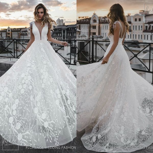 2019 beach a line florence wedding dresses deep v neck petal lace feather satin country bridal gowns plus size robe de mariée, White
2019 beach a line florence wedding dresses deep v neck petal lace feather satin country bridal gowns plus size robe de mariée, White