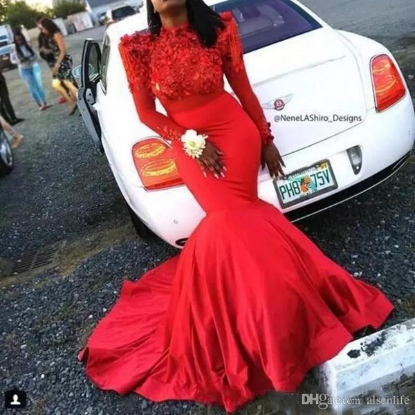 2019 mermaid african black girl red prom dresses lace 3d flowers beads long sleeve evening gowns applique celebrity party dresses
2019 mermaid african black girl red prom dresses lace 3d flowers beads long sleeve evening gowns applique celebrity party dresses