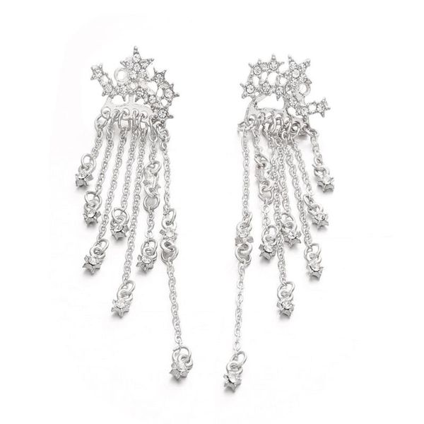 shining stars tassels and hanging fine earrings, Golden;silver