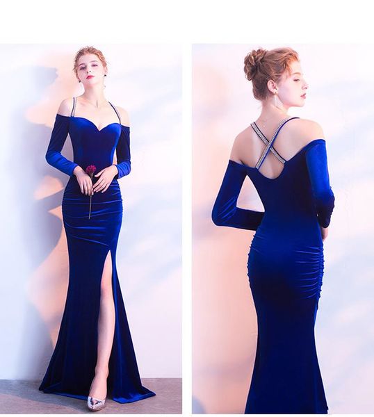 2020 long sleeve spaghetti strap long evening dresses velvet side split mermaid backless plus size prom gowns robe de soiree elie saab 584, Black;red
2020 long sleeve spaghetti strap long evening dresses velvet side split mermaid backless plus size prom gowns robe de soiree elie saab 584, Black;red