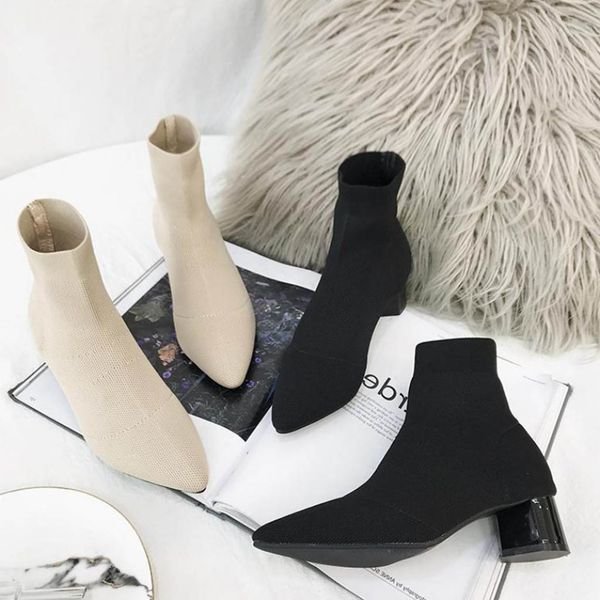 sprin autumn stretch knitting high heel sock boots women design deep green boots pointed toe ankle for women, Black
sprin autumn stretch knitting high heel sock boots women design deep green boots pointed toe ankle for women, Black