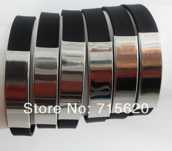 12pcs simple plain stainless steel plate black silicone bracelets wristbands wholesale fashion jewelry lots, Golden;silver
12pcs simple plain stainless steel plate black silicone bracelets wristbands wholesale fashion jewelry lots, Golden;silver