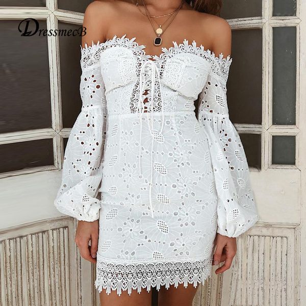 dressmecb white lace dress women off shoulder lantern sleeve mini bandage dresses summer female elegant party dress 2020, Black;gray
dressmecb white lace dress women off shoulder lantern sleeve mini bandage dresses summer female elegant party dress 2020, Black;gray