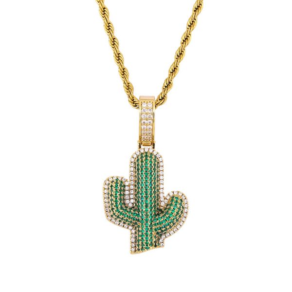 hip hop pendant necklaces luxury men women 18k gold rhodium plated cactus pendants fashion rappers green bling zircon necklaces jewelry, Silver
hip hop pendant necklaces luxury men women 18k gold rhodium plated cactus pendants fashion rappers green bling zircon necklaces jewelry, Silver