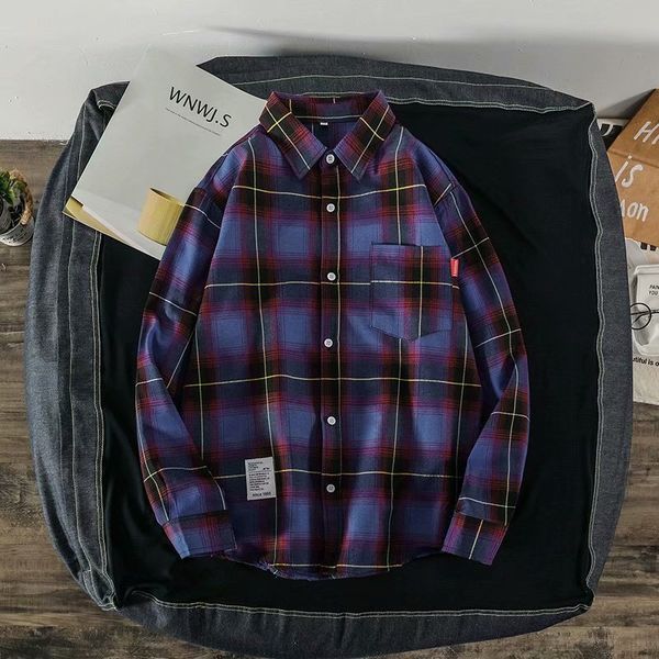 spring and autumn new fashion men's plaid shirts casual long sleeve shirts 6670, White;black