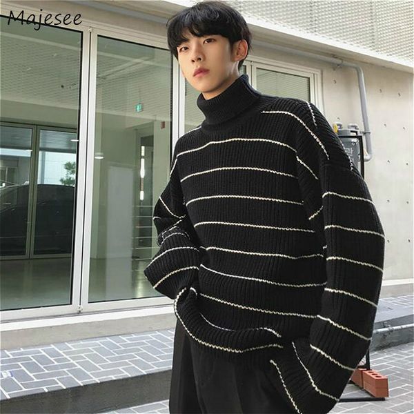 men's sweaters men striped basic leisure turtleneck simple all-match korean daily sweater mens winter loose soft knitting warm, White;black
men's sweaters men striped basic leisure turtleneck simple all-match korean daily sweater mens winter loose soft knitting warm, White;black
