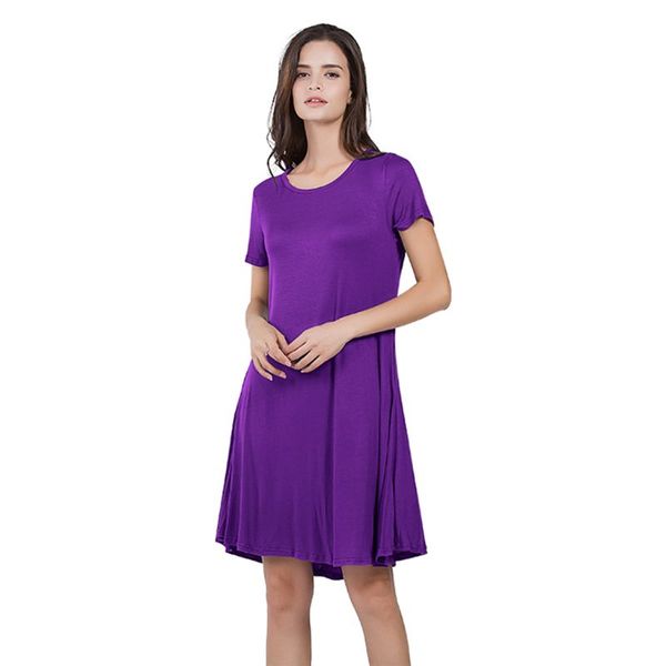 women solid color short sleeve casual a-line swing t-shirt dress with pockets 875b, Black;gray
women solid color short sleeve casual a-line swing t-shirt dress with pockets 875b, Black;gray