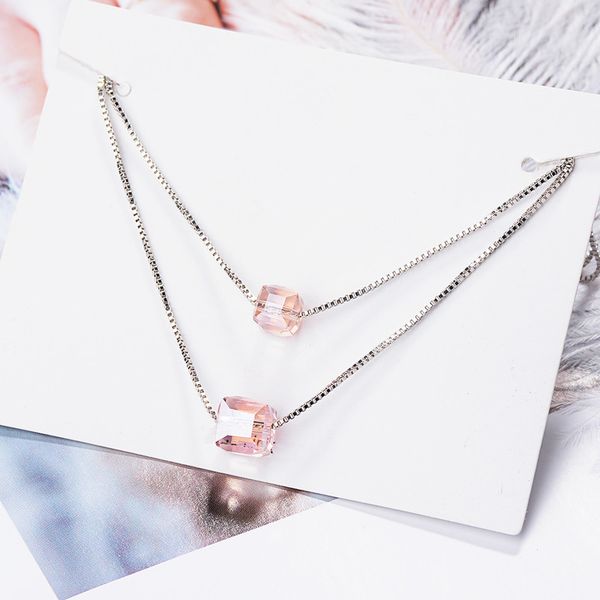 trendy crystal pink square pendant necklace for women jewelry fashion 925 sterling silver necklace girl double layer accessories
trendy crystal pink square pendant necklace for women jewelry fashion 925 sterling silver necklace girl double layer accessories
