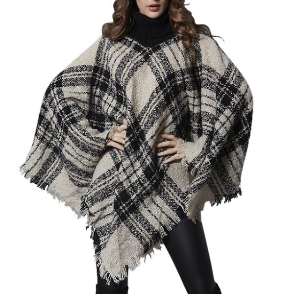 casual ladies high collar plaid printed bat long sleeve sweater fashion pullover sweater autumn and winter windshield warm, Black 
casual ladies high collar plaid printed bat long sleeve sweater fashion pullover sweater autumn and winter windshield warm, Black